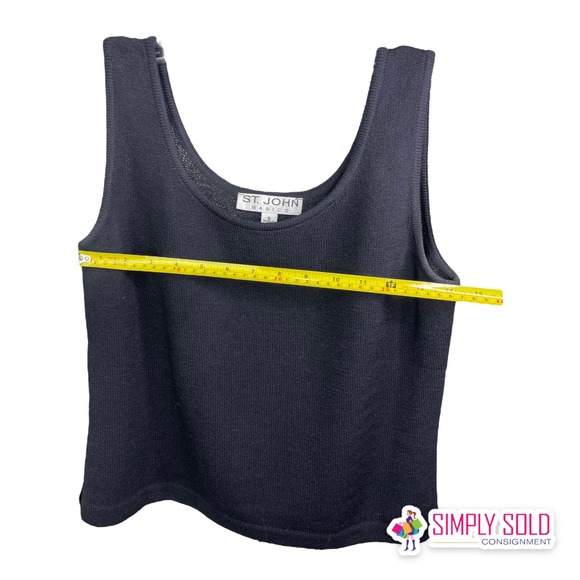 St. John Basics Women's Tank Top‎ Sleeveless Black Knit Cotton Scoop Neck Sz S - Picture 6 of 10